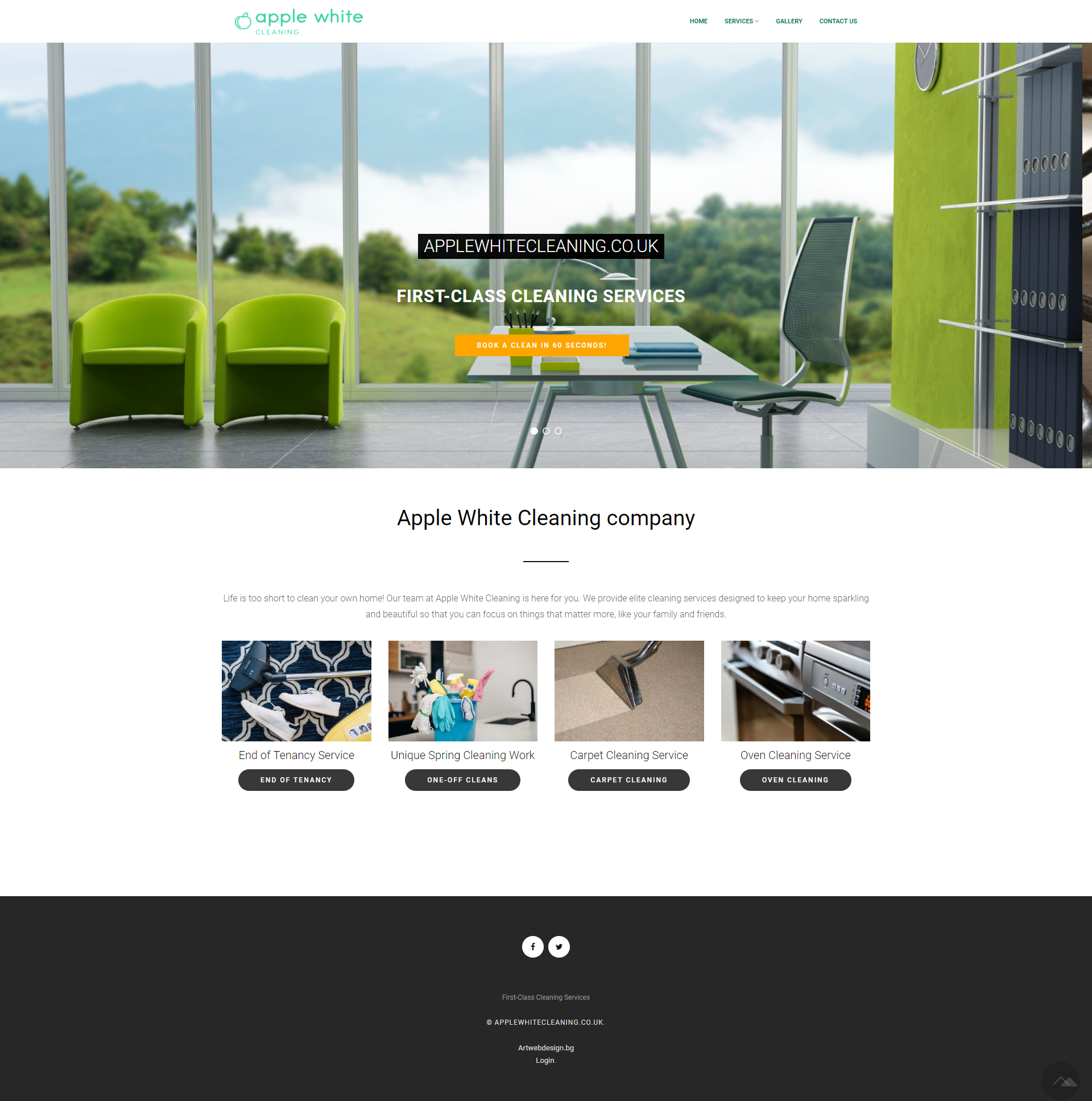 Уеб сайт на фирма за почистване в чужбина Applewhite