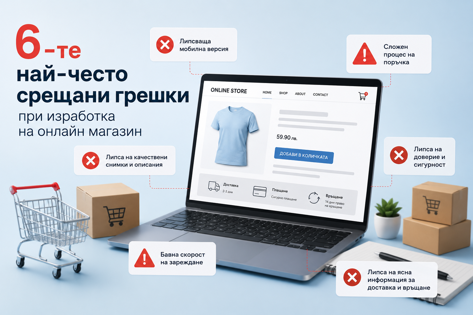 грешки при изработка на онлайн магазин