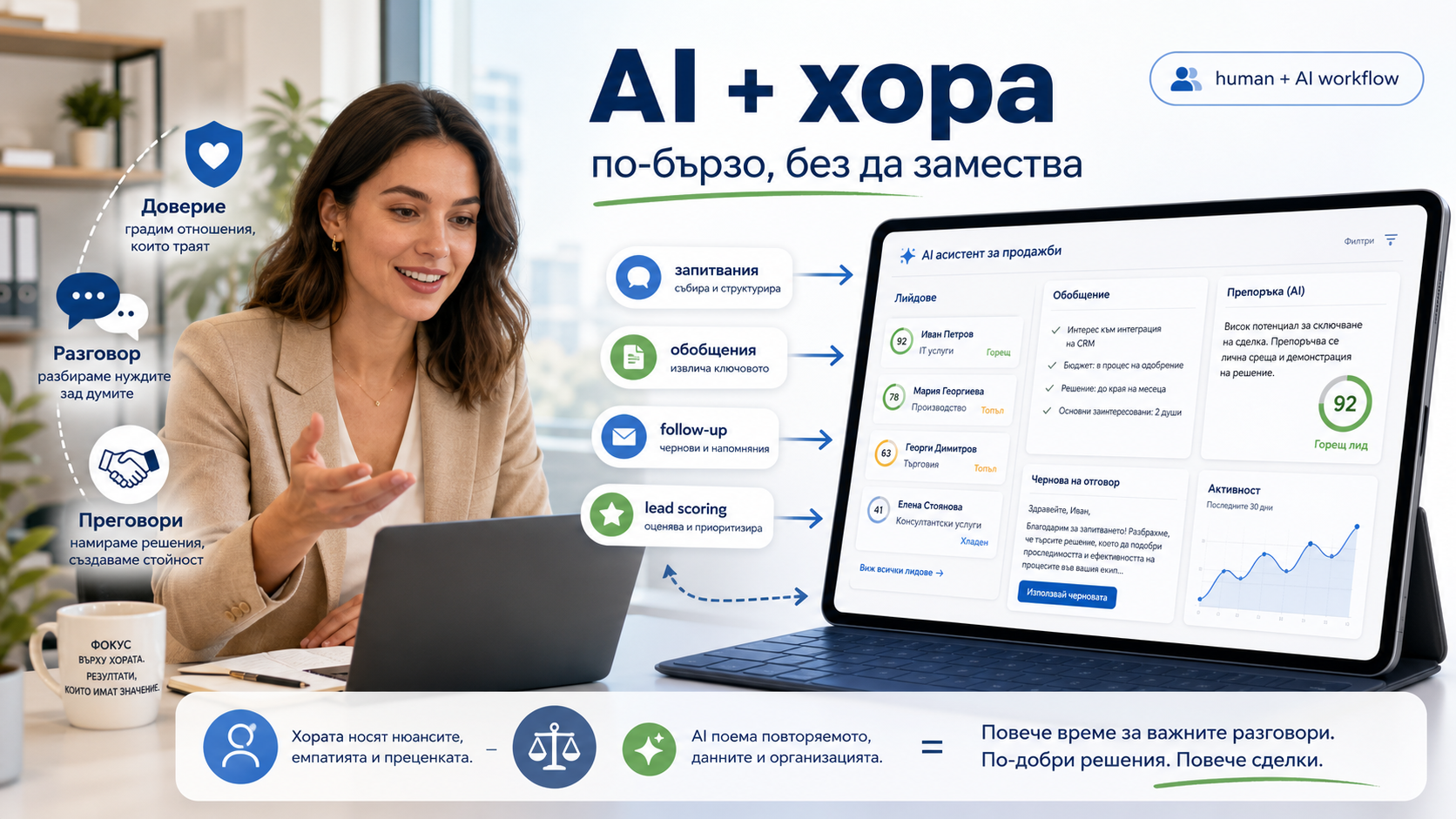 Как AI може да подпомогне екипа по продажби без да замени хората