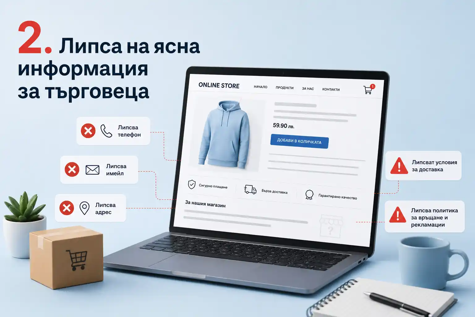Липса на ясна информация за търговеца