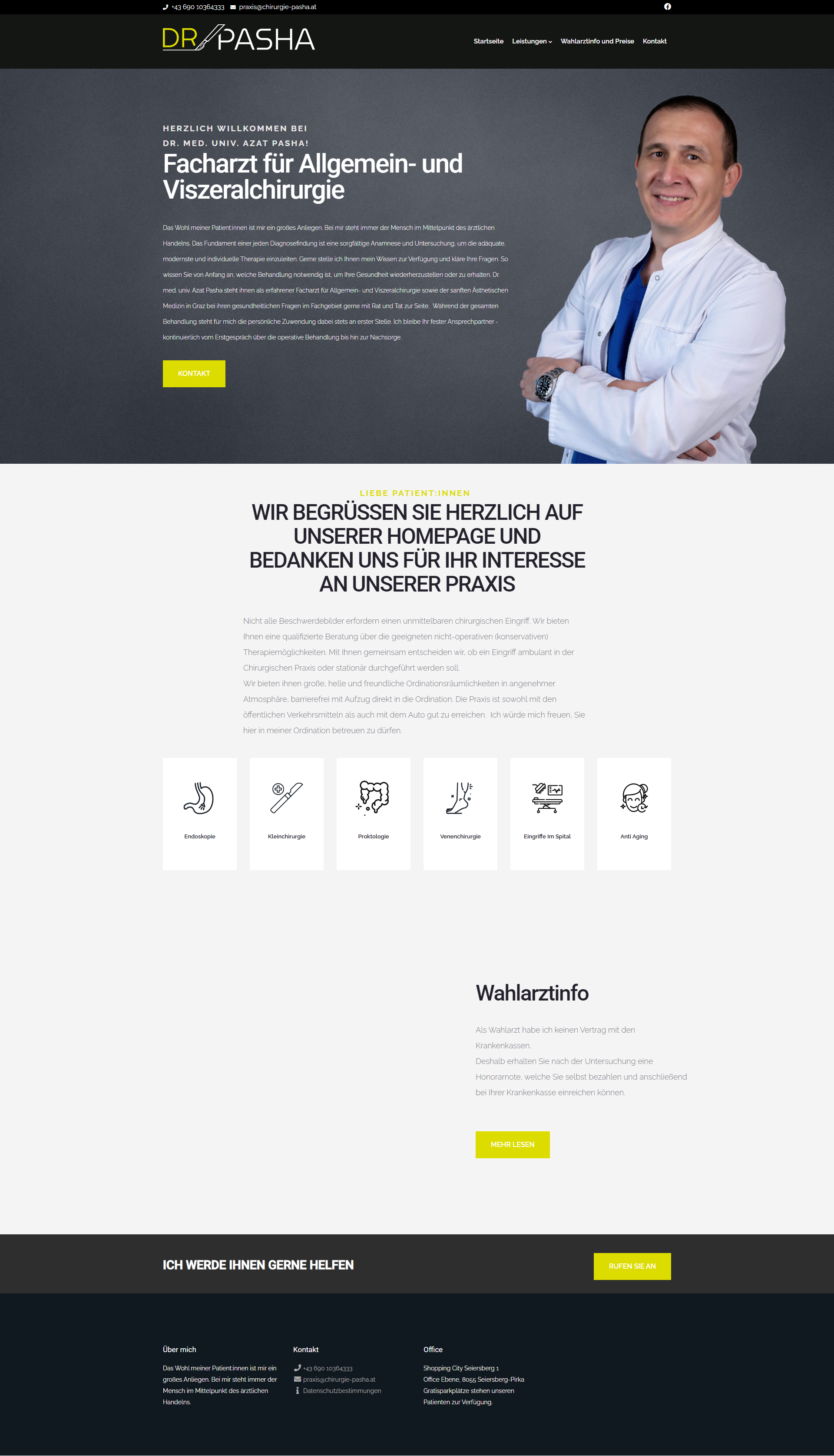 Скрийншот на медицински сайт за хирург (chirurgie-pasha.at)
