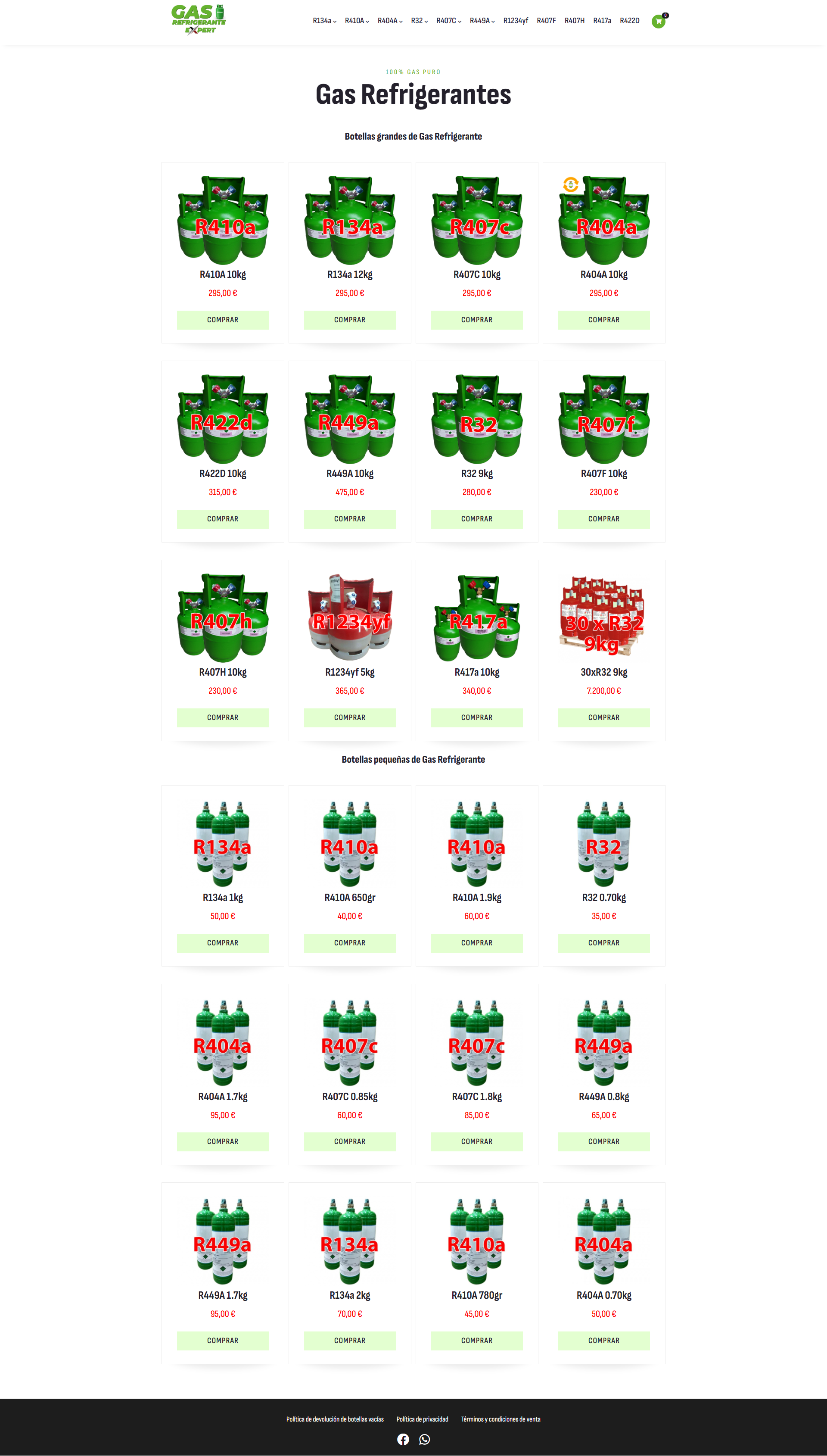 Скрийншот на сайт за хладилни газове (gasrefrigerante.net)