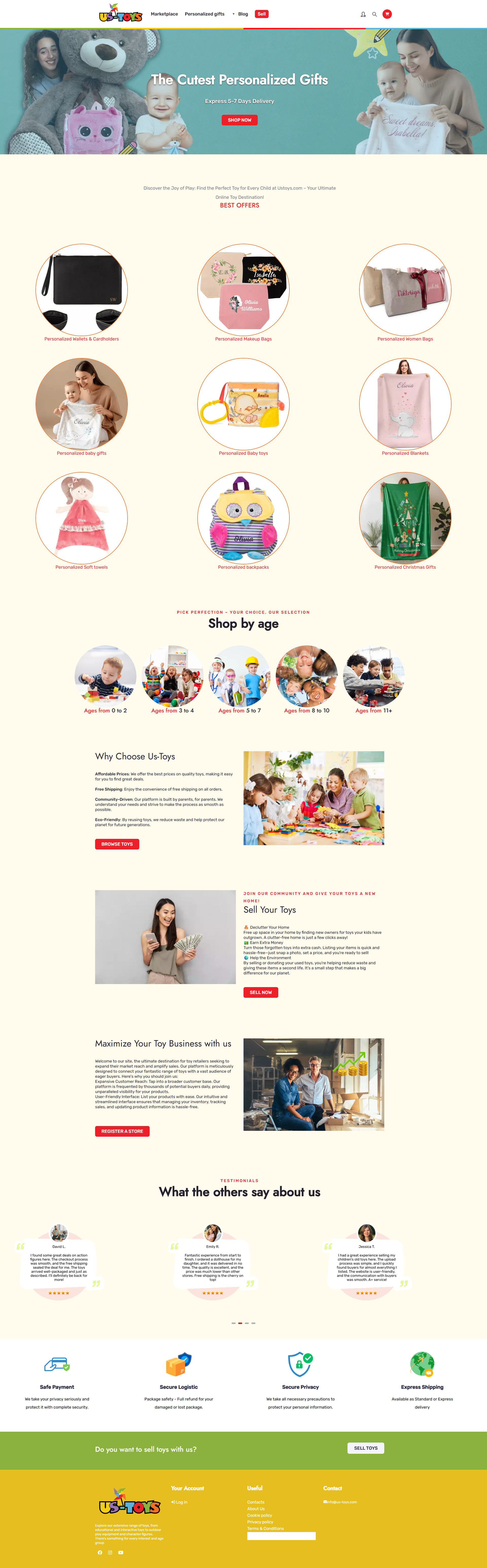 Скрийншот на онлайн магазин за играчки (us-toys.com)