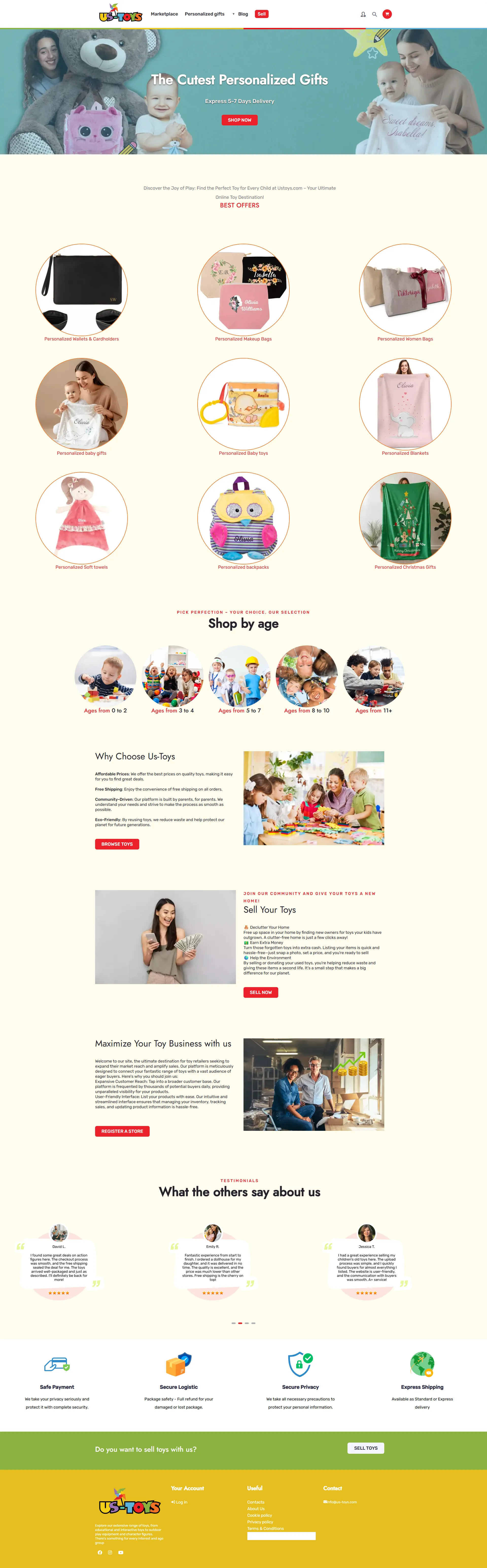 Скрийншот на онлайн магазин за играчки (us-toys.com)